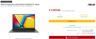 ASUS VivoBook 16X K3605VC-N1066W laptop voor €1099 bij Alternate