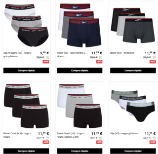 Rebajas hasta 75% descuento Reebok ropa interior