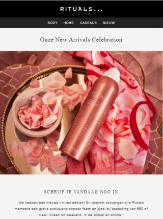 Gratis Rituals shower foam + sjaal dit weekend (vanaf €50)