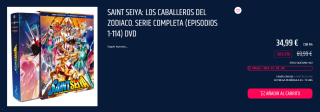 Saint Seiya: Los Caballeros del Zodiaco. Serie completa por 34,99€
