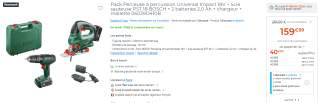 Pack Perceuse à percussion Universal Impact 18V à 159,99€