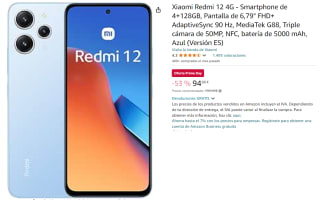 Movil Xiaomi Redmi 12 4G de 4GB+128GB por 94.98€