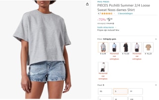 Pieces - Loungewear Top - Summer 2/4 wijde top voor €5,09 bij Amazon