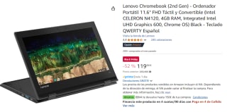 Lenovo Chromebook (2nd Gen) - Ordenador Portátil 11.6" FHD Táctil y Convertible (Intel CELERON N4120, 4GB RAM, Integrated Intel UHD Graphics 600, Chrome OS) por 119€