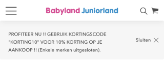 Babyland 10% extra korting op bijna alles!
