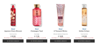 Geselecteerde Bath & Body 4 voor € 48 bij Bathandbodyworks