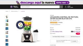 Licuadora Oster Blst3b-Cpg silver con control de textura por $109.990