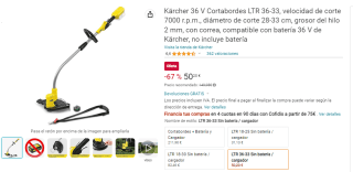 Kärcher 36 V Cortabordes LTR 36-33 por 50,20€