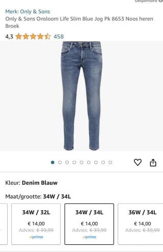 Only & Sons Onsloom slim blue heren jeans