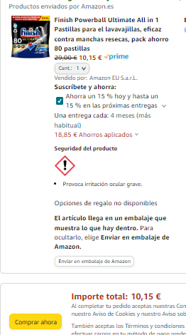 Pastillas Finish Powerball precios minimos amazon