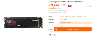 Samsung 980 Pro SSD 1TB PCIe NVMe M.2 por 78.98€