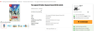 The Legend Of Zelda: Skyward Sword HD NL voor €35 bij de MediaMarkt in België