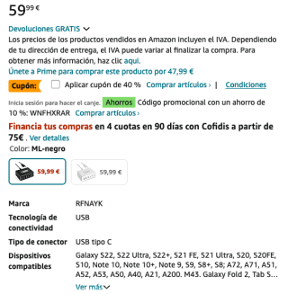 Cargador Múltiple 120W GAN 6 Puertos USB 3 USB-C y 3 USB-A por solo 23,99€