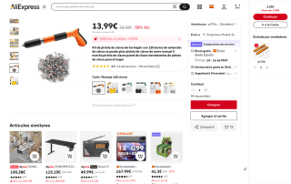 Kit pistola de clavos para hormigón con 100 clavos por 13,99€