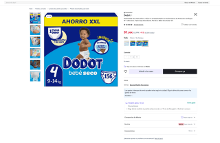 156 Pañales Dodot Bebé Seco Tallas 3 a 6 con Triple Sistema de Protección Antifugas,Nº 1 por 31€ (Nuevos usuarios por 19€)