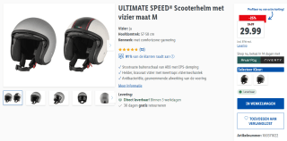 ULTIMATE SPEED Scooterhelm met vizier maat M/L voor €29,99 via Lidl