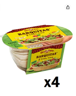 4 Unidades de Barquitas Mexicanas Old El Paso 193 g. por 8.34€