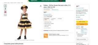 Disfraz Rubies Queen Bee para niñas 5-6 años por solo 34,99€