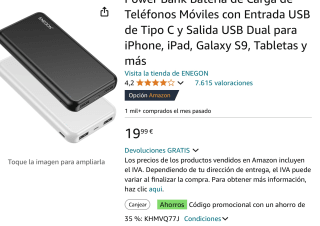 Pack de 2 Power Bank USB C 10000mAh por 12,99€