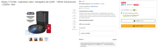 Ultenic T10 Elite - Aspirateur robot - Navigation de LiDAR à 289€