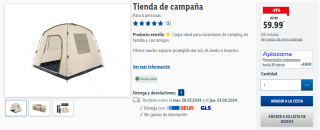 Tienda de campaña para 6 personas por 59,99€