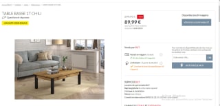 Table basse1T chili à 89,99 €
