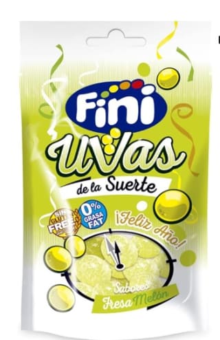 Chuches Sabor Fresa Melón sin gluten uvas de la suerte Fini 30 gr por 0,55€