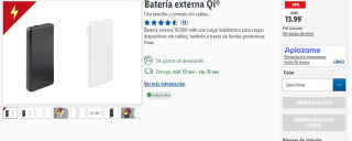 Batería externa Qi por 13,99€