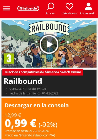 Railbound Nintendo Switch por 0,99€.