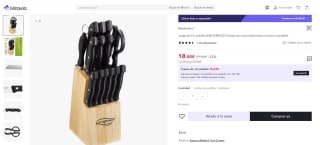 Juego de 15 cuchillos San Ignacio Tenessy de cocina fabricados en acero inoxidable por 18,44€ (11,06€ nuevo usuario)