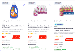 Tot 68% korting op wasmiddel en wasverzachter bij Bol.com