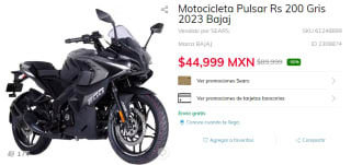 Motocicleta Pulsar Rs 200 2023 Bajaj por $44,999 en Sears