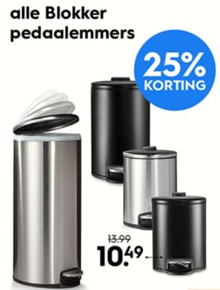 25% korting op alle Blokker pedaalemmers