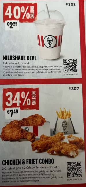 Diverse KFC kortingsbonnen