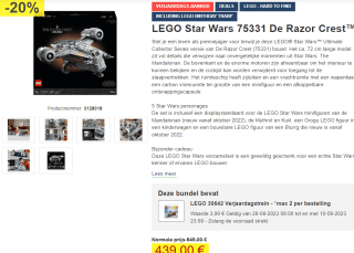 LEGO Star Wars 75331 - De Razor Crest voor €439 bij Proshop