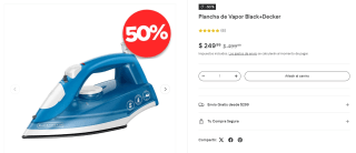 Plancha de Vapor Black+Decker por $250 en Waldo's