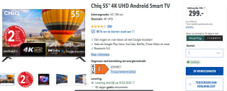 Chiq 55 4K UHD Android Smart TV voor €299 bij Lidl