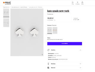 Pendientes marca kate spade new york por 19€