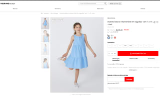 Vestido Infantil, modelo Básico Midi Em Algodão - R$ 39,99