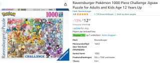 Ravensburger Pokémon 1000 Piece Challenge Jigsaw Puzzle voor €12,69 bij Amazon.nl