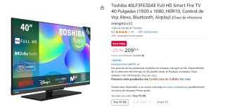 Smart Fire TV 40" Toshiba 40LF3F63DAE Full HD por 209.99€