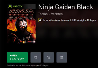 Ninja Gaiden Black voor €4,99 in de Xbox store