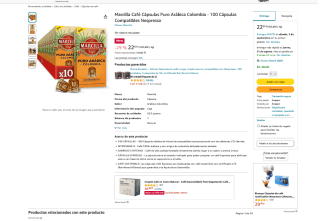100 Cápsulas Compatibles Nespresso Marcilla Café Puro Arábica Colombia por 22,55€