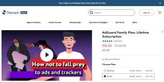 AdGuard plan familiar por 16$ USD