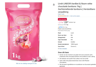 Lindt LINDOR Aardbei & Room witte chocolade bonbons 1kg voor €29,90 met Amazon prime