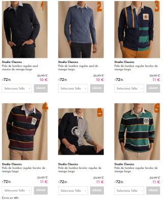 STUDIO CLASSICS - Polos manga larga por 10 y 11€