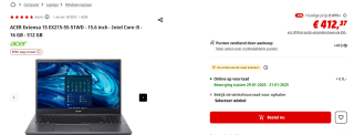 ACER Extensa 15 EX215-55-51WD - 15.6 inch voor €412,37 bij de mediamarkt
