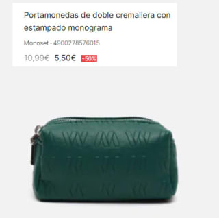 Portamonedas de doble cremallera con estampado monograma Monoset por 5.5€