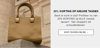 20% korting op alle nieuwe tassen bij Manfield