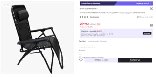 Tumbona Plegable de 52*53*108/43CM por 29.75€ (Cuenta Nueva 19.75€)